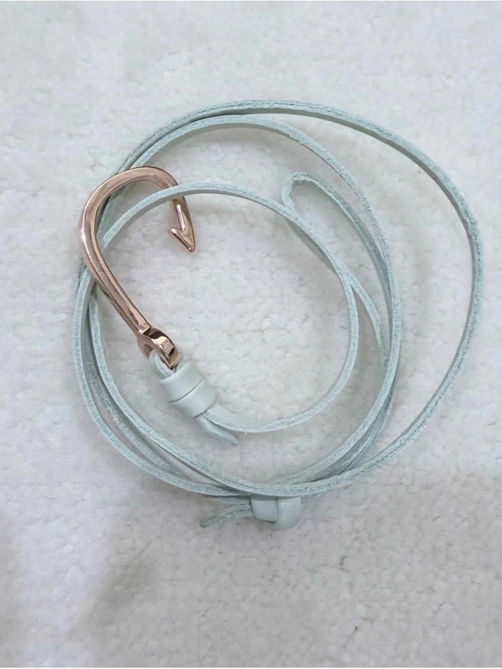 Miansai 18K Rose Gold plated Metal Hook Leather Wrap Bracelet